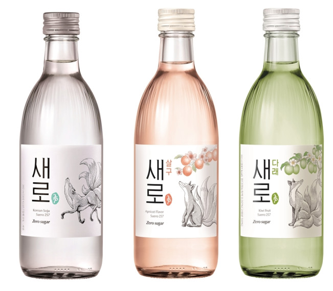 ▲롯데칠성음료 '제로 슈거' 소주 '새로' 3종. (사진제공=롯데칠성음료)
