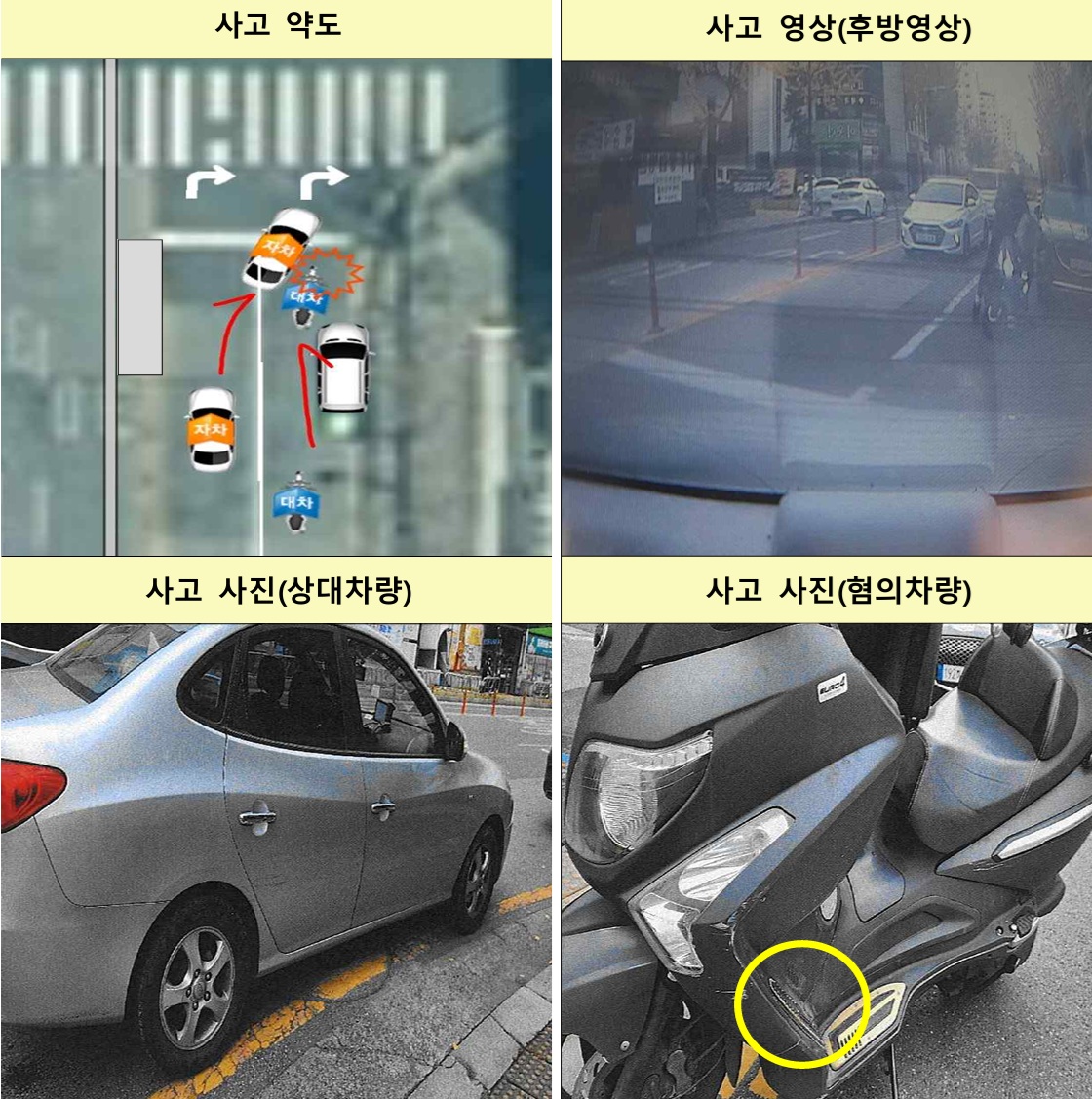 ▲진로변경 차량에 대한 고의사고 사례. (제공 금융감독원)