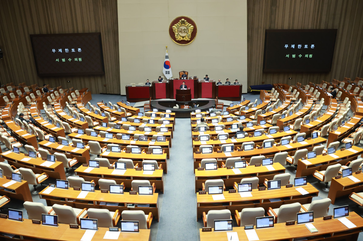 ▲서범수 국민의힘 의원이 13일 국회에서 열린 12월 임시국회 본회의에서 경찰관 직무집행법 일부개정법률안에 대해 무제한 토론을 하고 있다. (연합뉴스)
