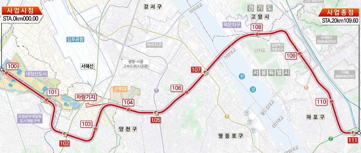 ▲대장~홍대선 노선도 (국토교통부)