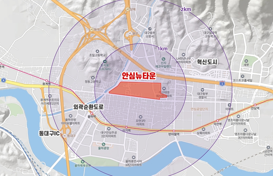 ▲ 프리미엄 아울렛 부지 예정지인 동구 안심뉴타운 위치도 (사진제공=신세계사이먼)