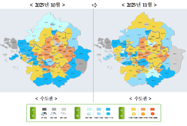 ▲수도권 부동산시장 소비심리지수. (사진제공=국토연구원)