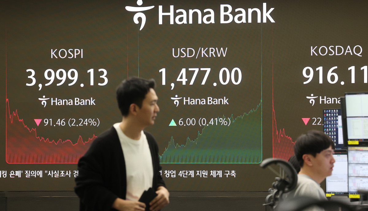 ▲16일 서울 중구 하나은행 딜링룸 현황판에 코스피 지수 등이 표시되고 있다. 사진=연합뉴스