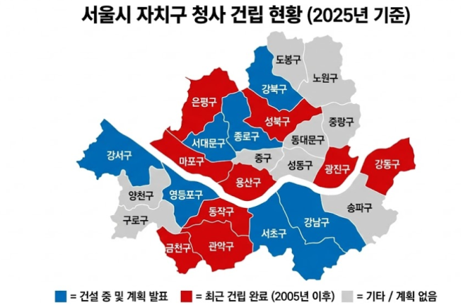 ▲서울시 자치구 청사 건립 현황. (정용욱 기자 dragon@/제미나이)