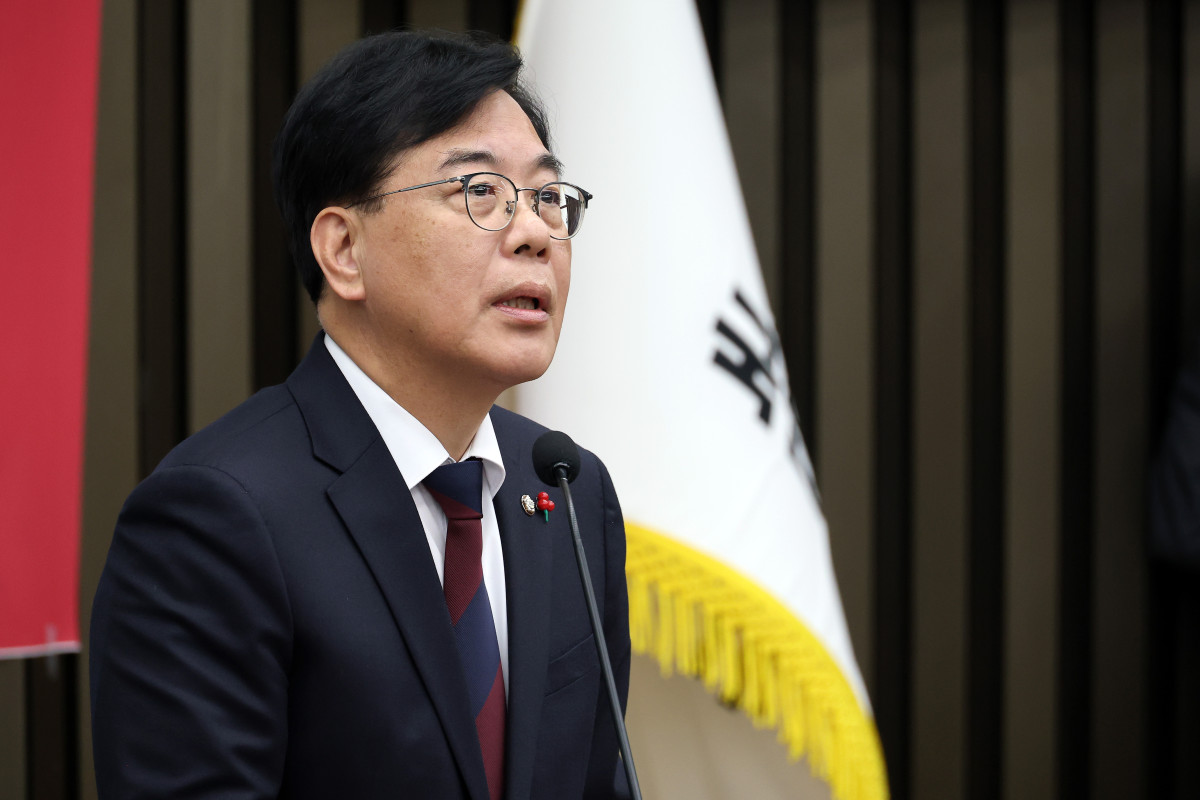 ▲국민의힘 송언석 원내대표가 17일 국회에서 열린 정책 의원총회에서 발언하고 있다. 2025.12.17 (연합뉴스)