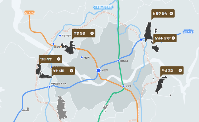 ▲3기 신도시 위치도. (사진제공=한국토지주택공사)