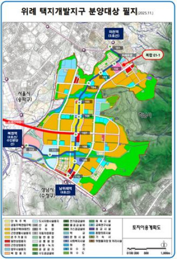 ▲위례 택지개발지구 계획도. (사진제공=반도건설)