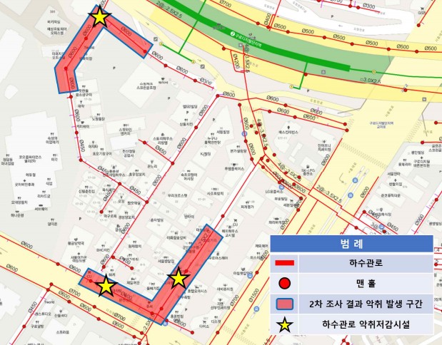 ▲구로디지털단지역 일대 악취저감시설 설치 위치도 (구로구청)