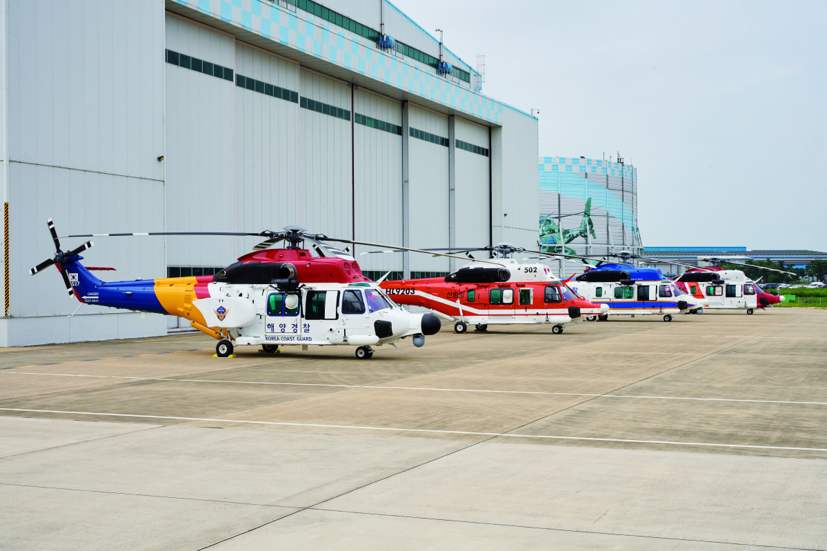 ▲관용헬기 모습. (앞 순서대로) 해경, 산림, 경찰, 소방 헬기. (사진= KAI)