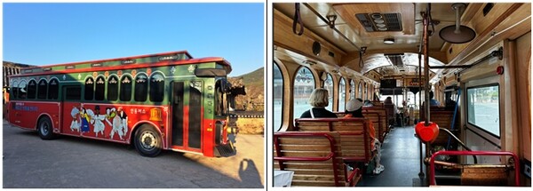 ▲경북 안동에서 운영되고 있는 트롤리 버스  (사진제공=부산시의회 )