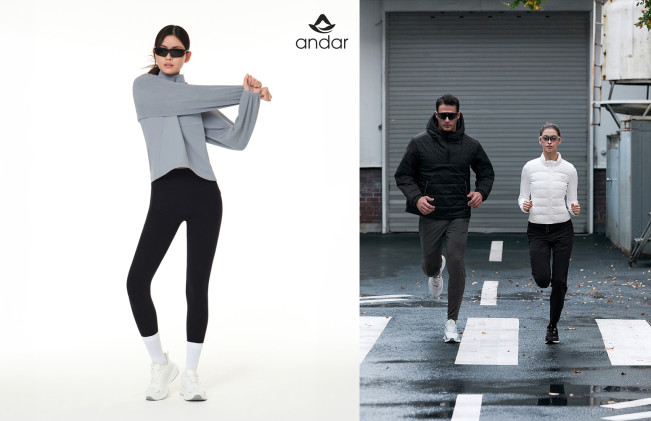 ▲왼쪽부터 안다르 멀티 테크 볼레로 자켓 이미지와 젝시믹스 남성 RX 윈드프루프 패딩 아노락과 여성 RX 우먼즈 라이트 패딩 베스트 이미지. (사진제공=각사 제공)