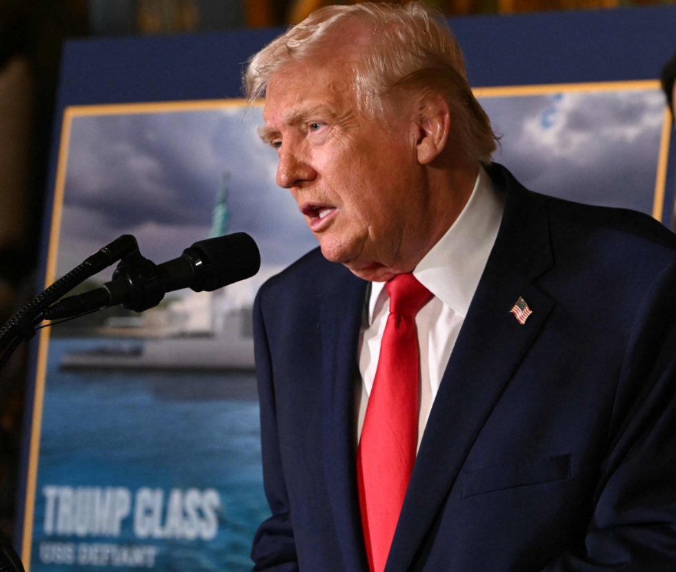 ▲22일(현지시간) 도널드 트럼프 미국 대통령이 황금 함대 계획에 대해 발표하고 있다.  (AFP연합)