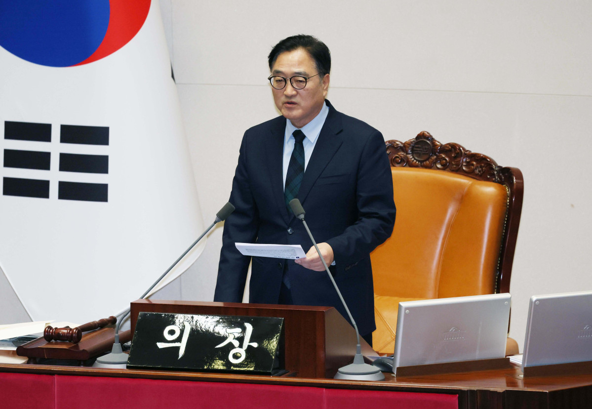 ▲23일 서울 여의도 국회에서 열린 본회의에서 우원식 국회의장이 발언하고 있다. 신태현 기자 holjjak@