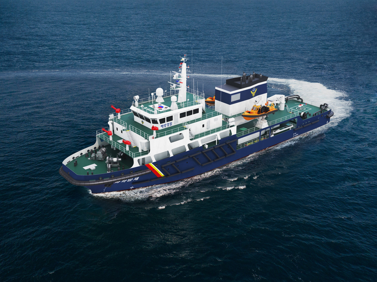 ▲ HJ중공업의 1,900톤급 다목적 화학방제함 조감도 (사진제공=HJ중공업 )