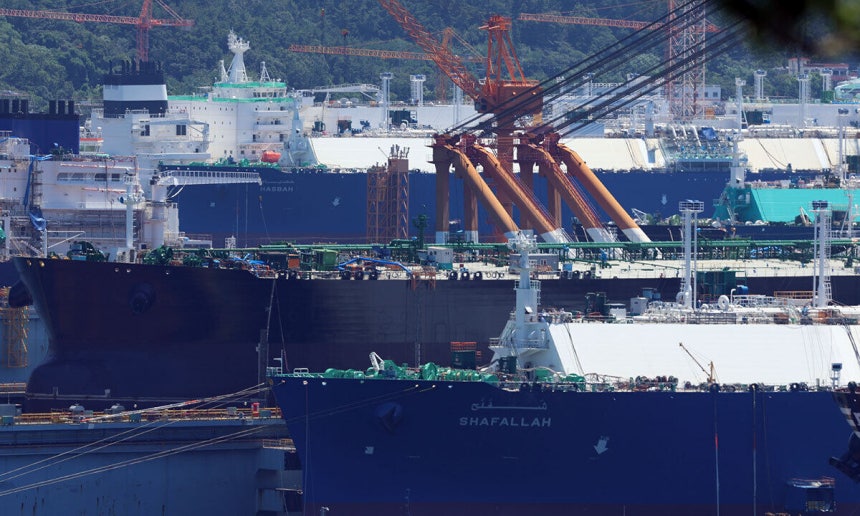 ▲경남 거제시 조선소에서 건조 중인 선박. (연합뉴스)