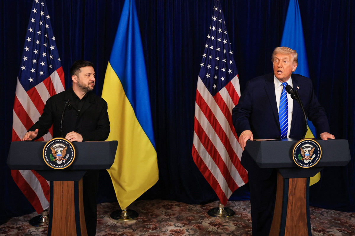 ▲회담 결과 설명하는 트럼프-젤렌스키 대통령 (AFP/연합뉴스)