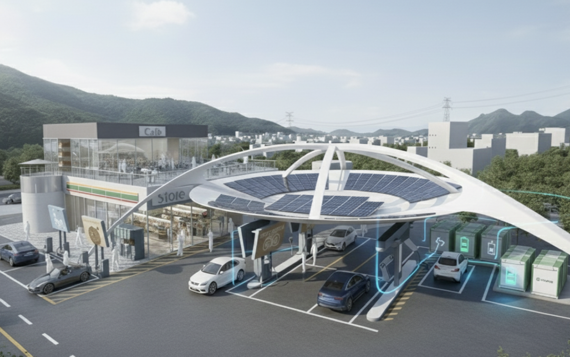 ▲태양광+ESS+전기차 충전 가능 주유소 가상 이미지 (사진제공-대한상공회의소)