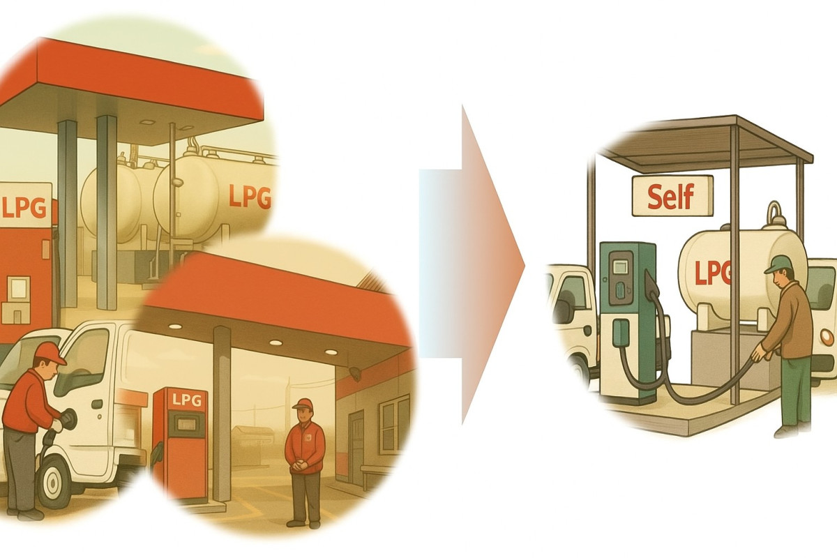 ▲3톤 미만 소형저장탱크에 셀프디스펜서 등을 결합한 일체형 충전설비. (사진제공=산업통상부)