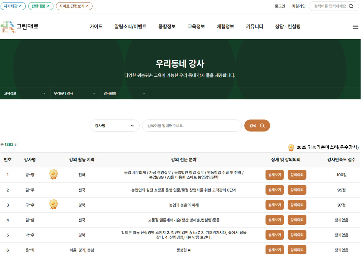 ▲귀농귀촌마스터(우수강사) 배지 부착 화면  (사진제공=농림수산식품교육문화정보원)