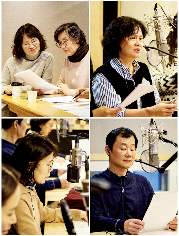 ▲중앙대학교 미래교육원 명품성우 과정 수강생들이 오디오북을 녹음하고 있다. (박진주 프리랜서)