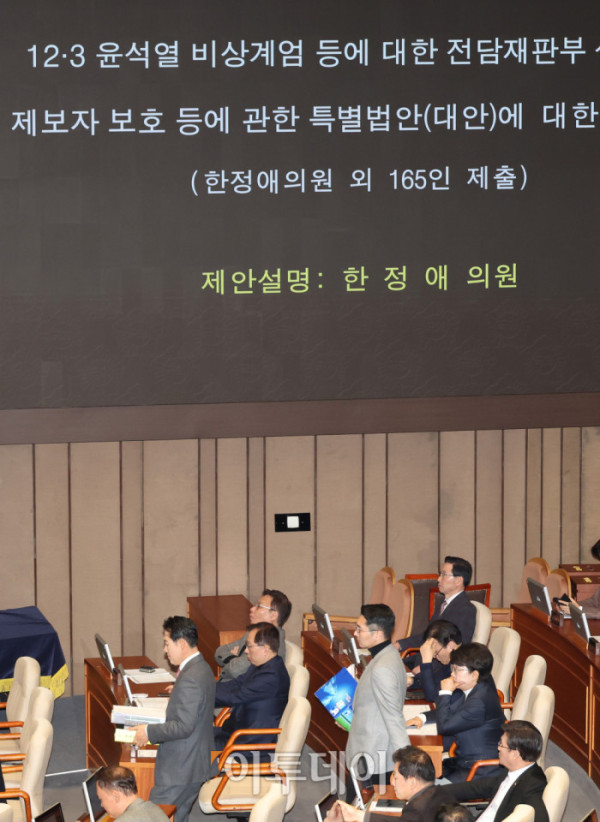 ▲22일 서울 여의도 국회 본회의에서 12·3 윤석열 비상계엄 등에 대한 전담재판부 설치 및 제보자 보호 등에 관한 특별법과 관련해 장동혁 국민의힘 대표가 무제한토론(필리버스터)을 하기 위해 입장하고 있다. 이날 장 대표는 필리버스터를 위해 헌법학(성낙인), 자유론(존 스튜어트 밀), 미국의 민주주의(알렉시스 드 토크빌), 자유헌정론(프리드리히 하이에크), 어떻게 민주주의는 무너지는가(스티븐 레비츠키, 대니얼 지블랫) 등의 도서를 준비했다. 고이란 기자 photoeran@