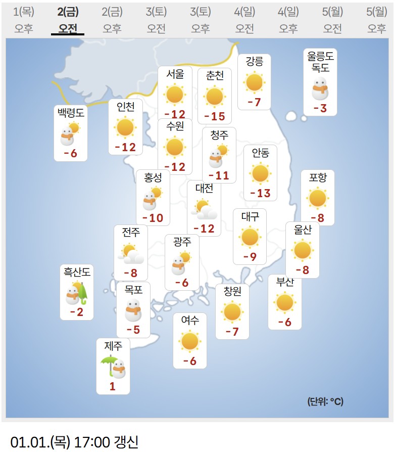 ▲2일 오전 예보.  (출처=기상청)