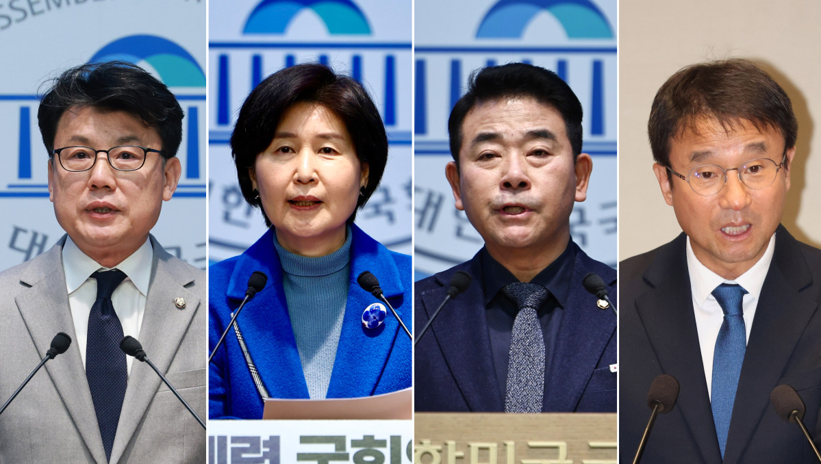 ▲사진 왼쪽부터 진성준·박정·백혜련·한병도 더불어민주당 의원의 모습 (사진=뉴시스)