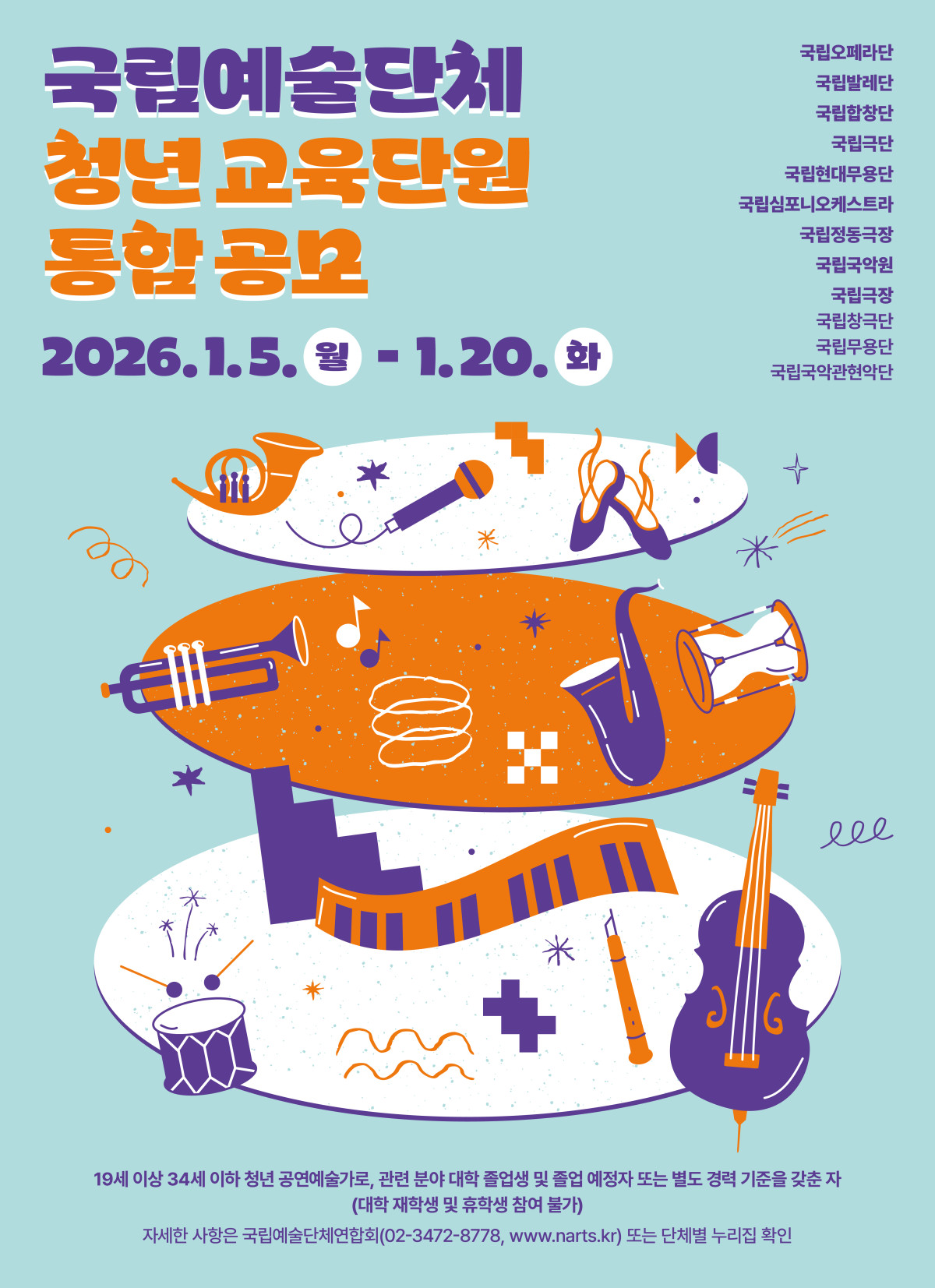 ▲국립예술단체 청년교육단원 통합 공모 포스터 (사진제공=문체부)