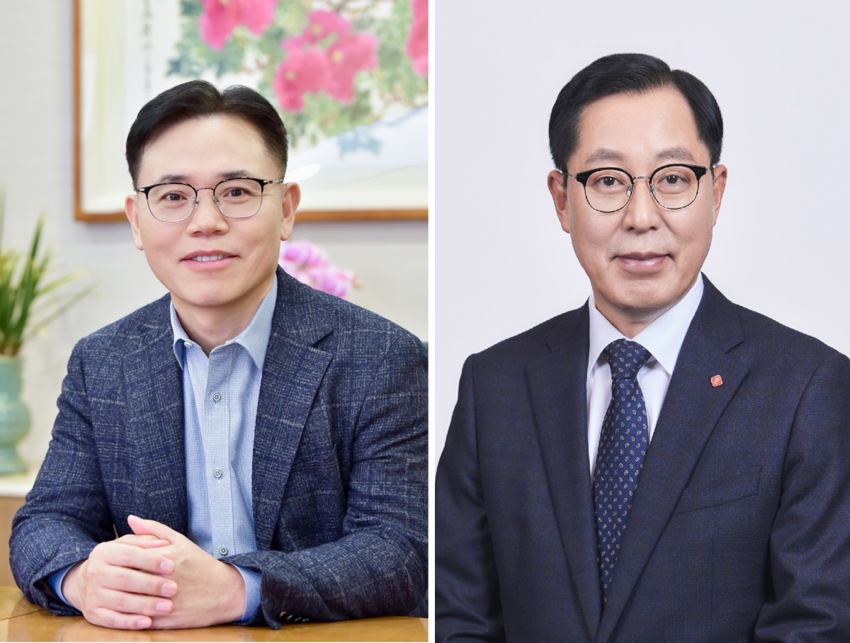 ▲(왼쪽부터) 김동춘 LG화학 대표, 이영준 롯데케미칼 사장 (LG화학, 롯데케미칼)