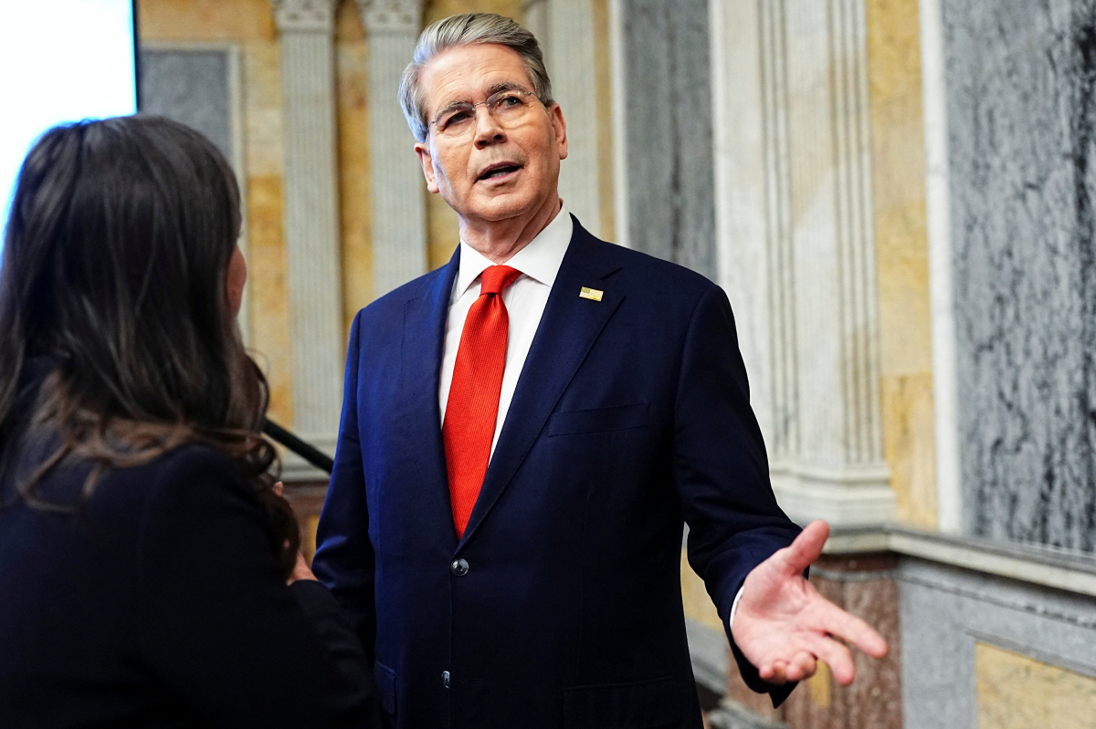 ▲스콧 베선트 미국 재무장관이 지난해 12월 17일(현지시간) 미국 워싱턴 D.C.에서 기자회견에 참석하고 있다. 워싱턴D.C./로이터연합뉴스