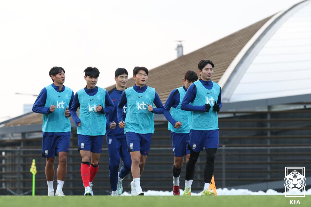 ▲이민성 감독이 이끄는 U-23 대표팀이 15일 천안 대한민국축구종합센터에서 소집 훈련을 하고 있다. (사진제공=대한축구협회)