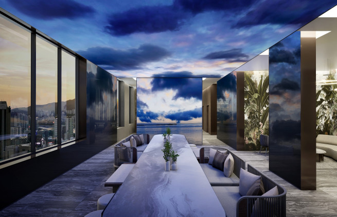 ▲써밋 스카이라운지 미디어파사드. (사진제공=대우건설)