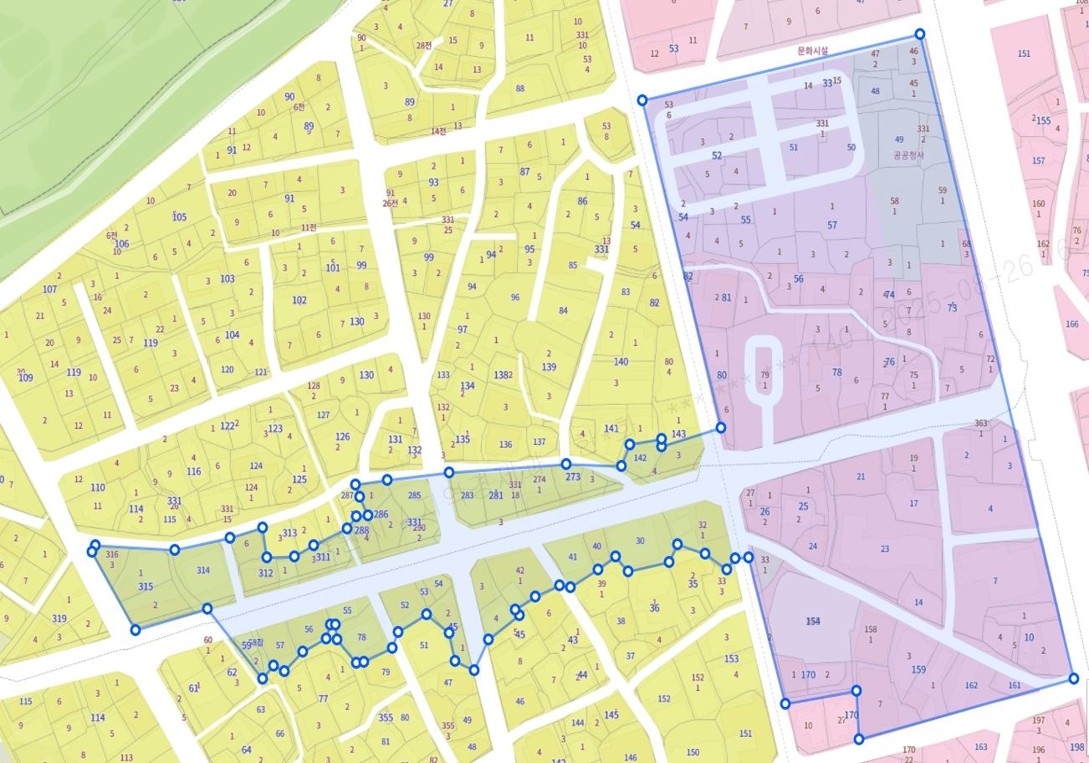 ▲수원 행리단길 일원 지역상생구역 지정 범위를 나타낸 구역도. (수원특례시)