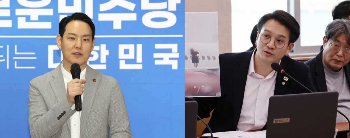 ▲(왼쪽) 더불어민주당 김한규 의원과 전용기 의원의 모습 (사진=뉴시스)