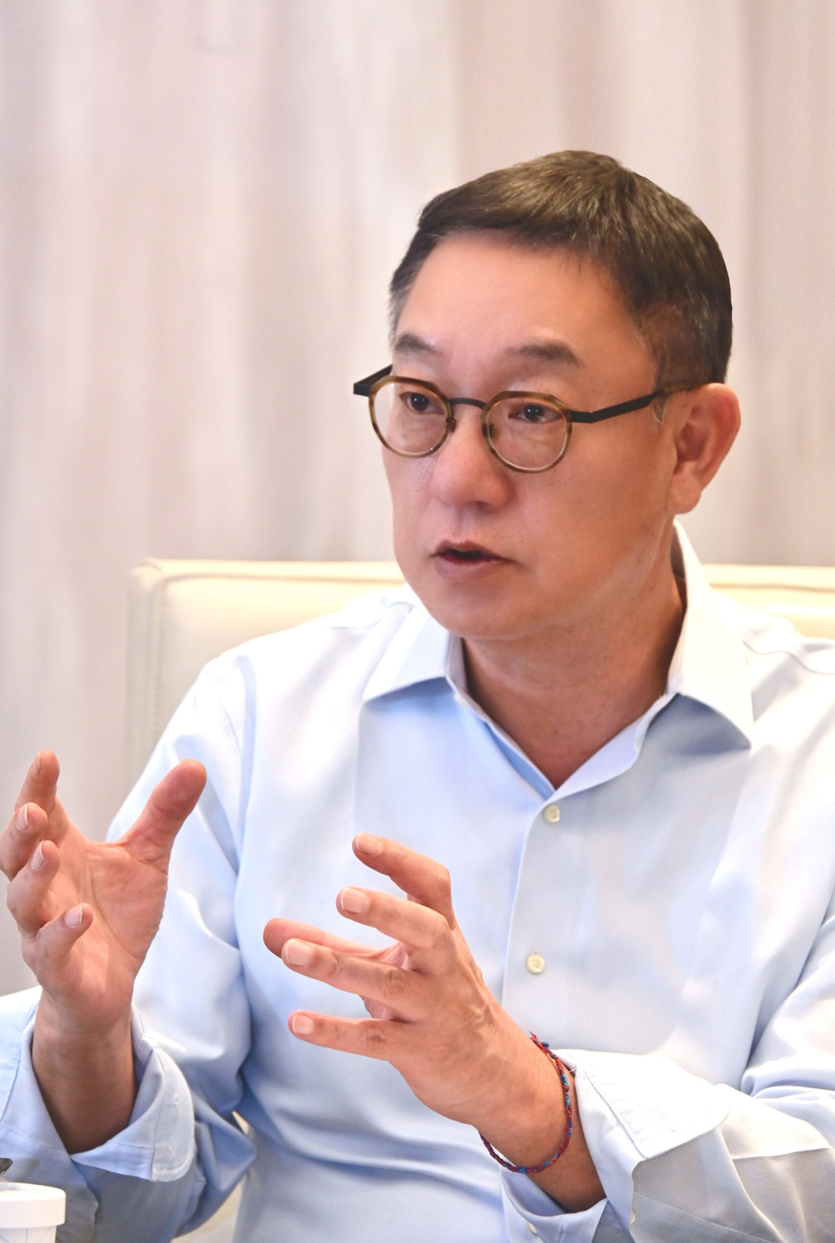 ▲현신균 LG CNS 사장이 7일 미국 라스베이거스에서 인터뷰를 진행하고 있다. (사진제공=LG CNS)