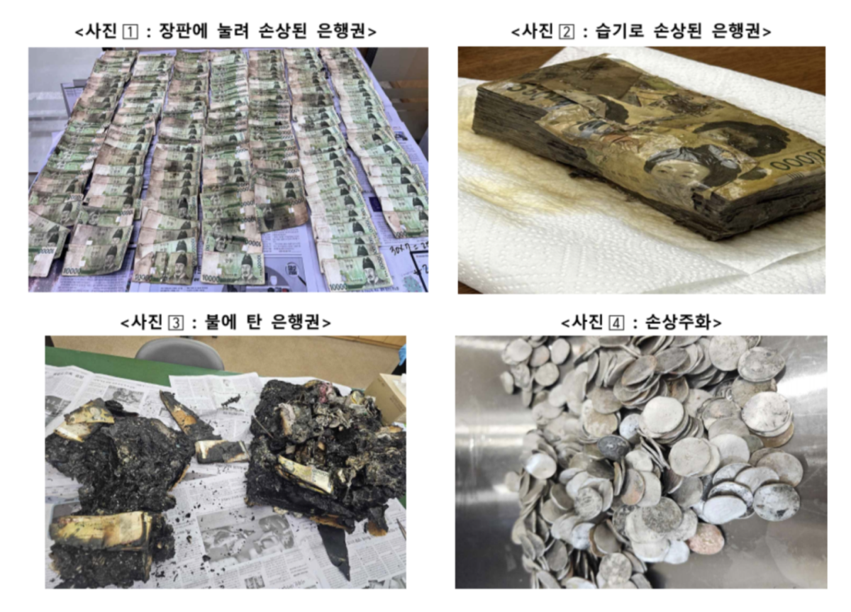 ▲지난해 한은에 접수된 손상화폐 (사진제공=한국은행)