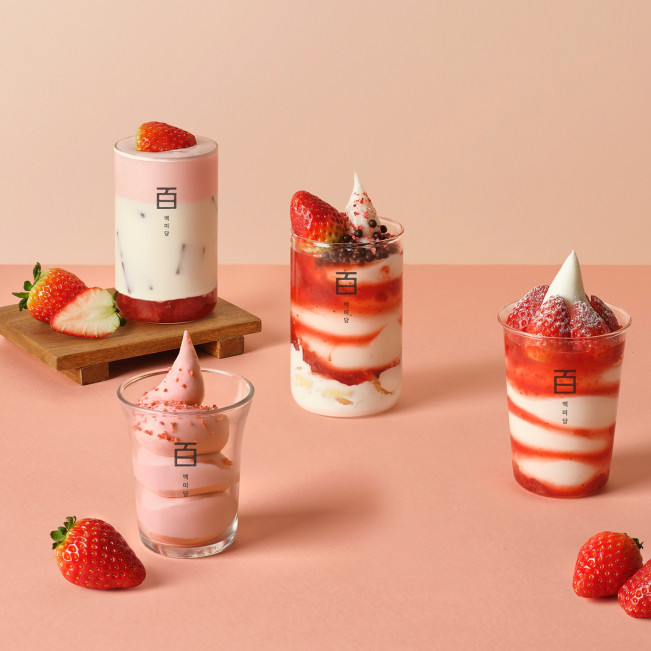 ▲백미당 제철 딸기로 만든 시즌 메뉴 4종. (사진제공=남양유업)
