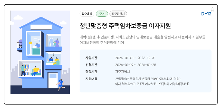 ▲광주시 청년맞춤형 주택임차보증금 이자지원 사업. (사진제공=광주시)