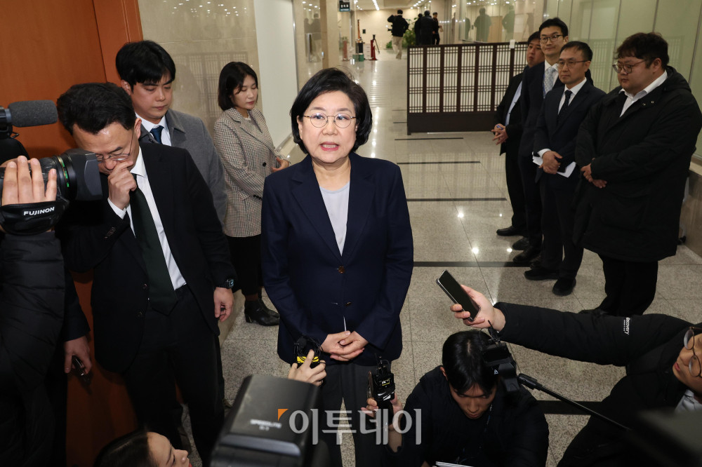 ▲이혜훈 기획예산처 장관 후보자가 19일 서울 여의도 국회에서 인사청문회 관련 입장을 밝히고 있다. 고이란 기자 photoeran@