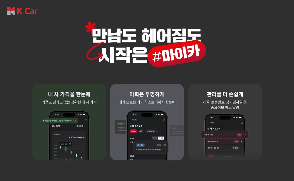 ▲케이카의 라이프 파트너 서비스 ‘마이카’ 누적 등록대수가 10만대를 넘어섰다. (자료제공=케이카)