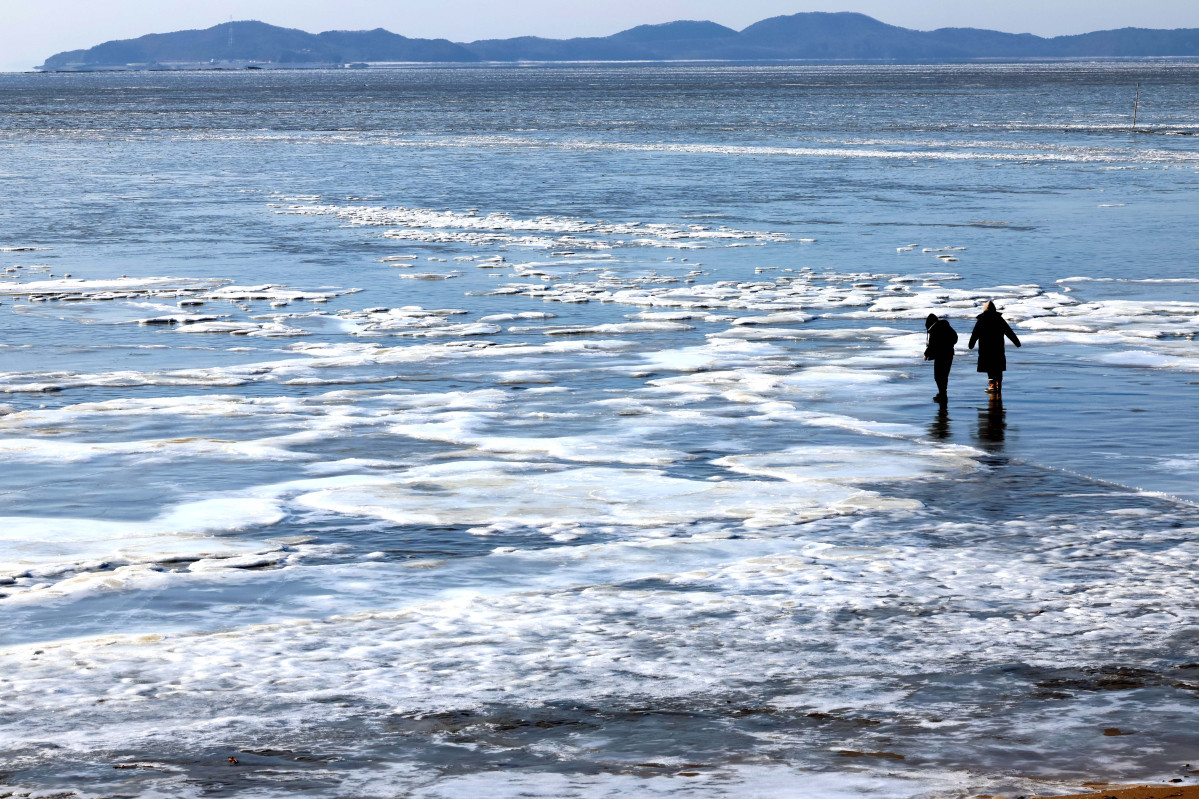 ▲절기상 대한(大寒)이자 서울 아침 최저기온이 영하 13도를 기록하는 등 전국에 한파특보가 내려진 20일 인천 강화군 동막해변이 얼어붙어 있다. 신태현 기자 holjjak@