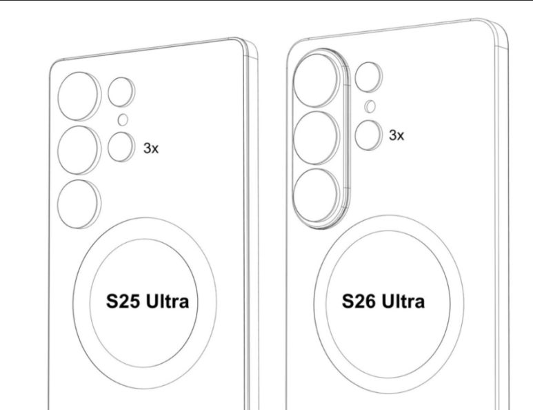 ▲갤럭시 S25울트라(왼쪽)와 S26울트라 예상 외관 디자인. (사진=IT팁스터 란즈크 블로그 캡처)