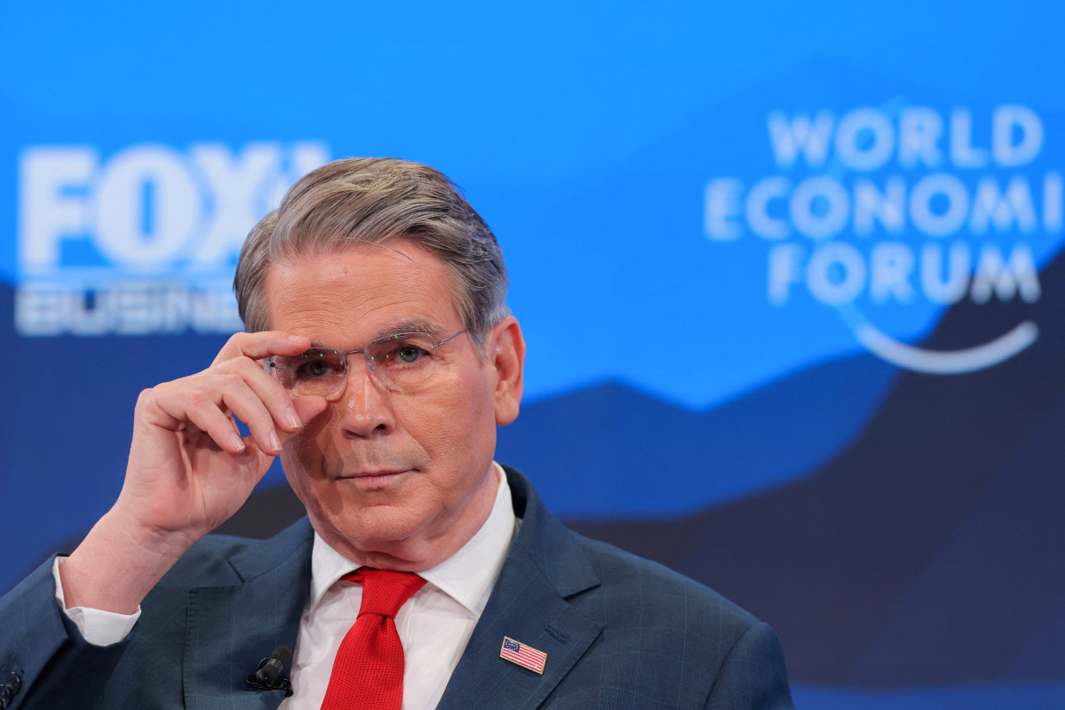 ▲20일(현지시간) 스위스 다보스에서 열린 세계경제포럼(WEF·다보스포럼)에 참석한 스콧 베선트 미 재무장관의 모습. (로이터연합뉴스)