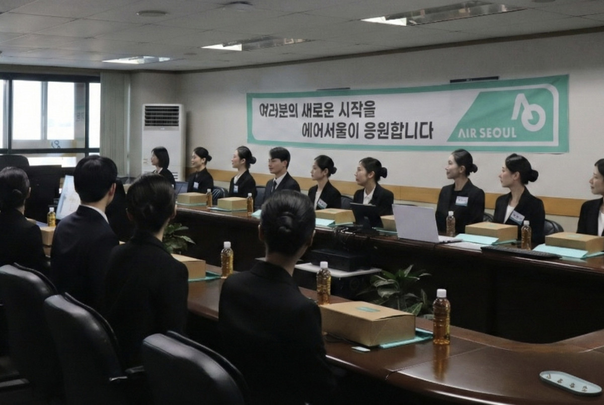 ▲에어서울 신입 객실 승무원 입사식 (자료제공=에어서울)