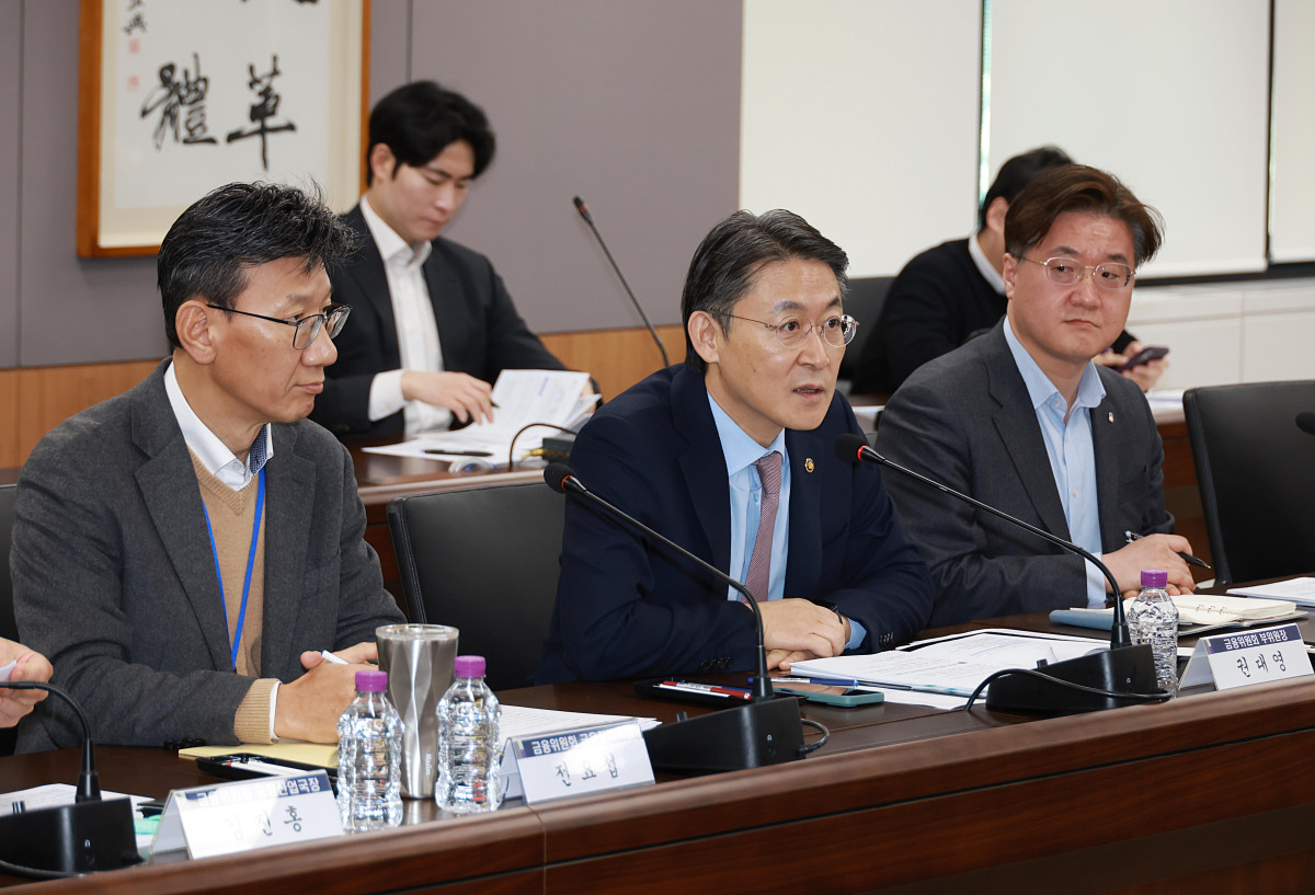 ▲권대영 부위원장이 21일 정부서울청사에서 '금융업권 생산적 금융협의체'를 주재하고 있다. (사진제공=금융위원회)