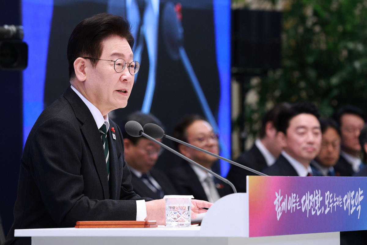 ▲이재명 대통령이 21일 청와대 영빈관에서 열린 2026년 신년 기자회견에서 발언하고 있다. (사진=뉴시스)