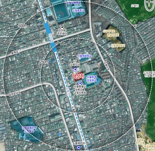 ▲강북구 미아동 127-9번지 위치도. (서울시)