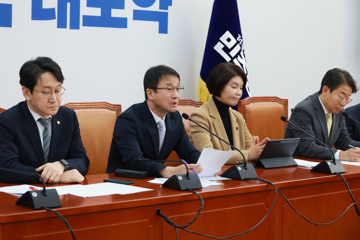 ▲한병도 더불어민주당 원내대표가 22일 서울 여의도 국회에서 열린 정책조정회의에서 발언하고 있다. (사진=뉴시스)