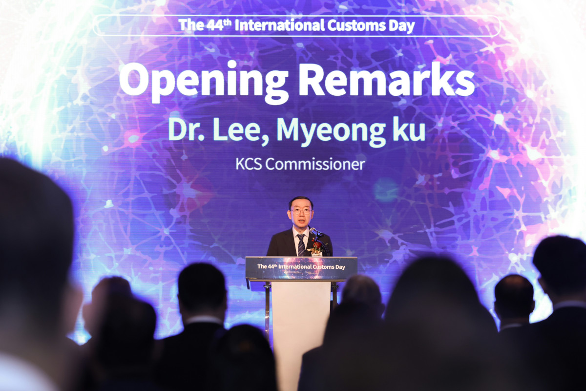 ▲이명구 관세청장이 23일 서울 노보텔 앰버서더 강남에서 제44회 국제 관세의 날 행사에서 축사를 하고 있다. (사진제공=관세청)