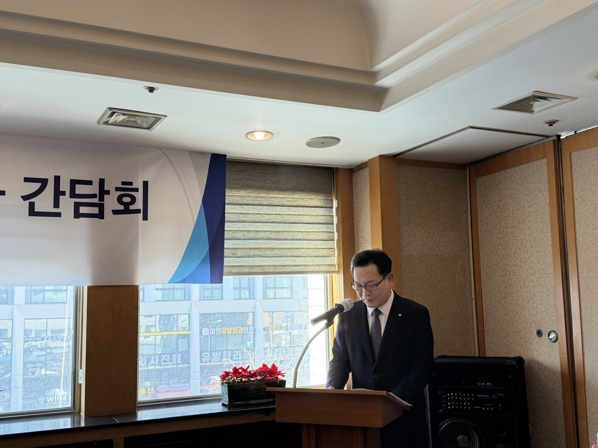 ▲ 김성은 대한주택건설협회장이 27일 출입기자 간담회에서 발언하고 있다. (조유정 기자 youjung@)